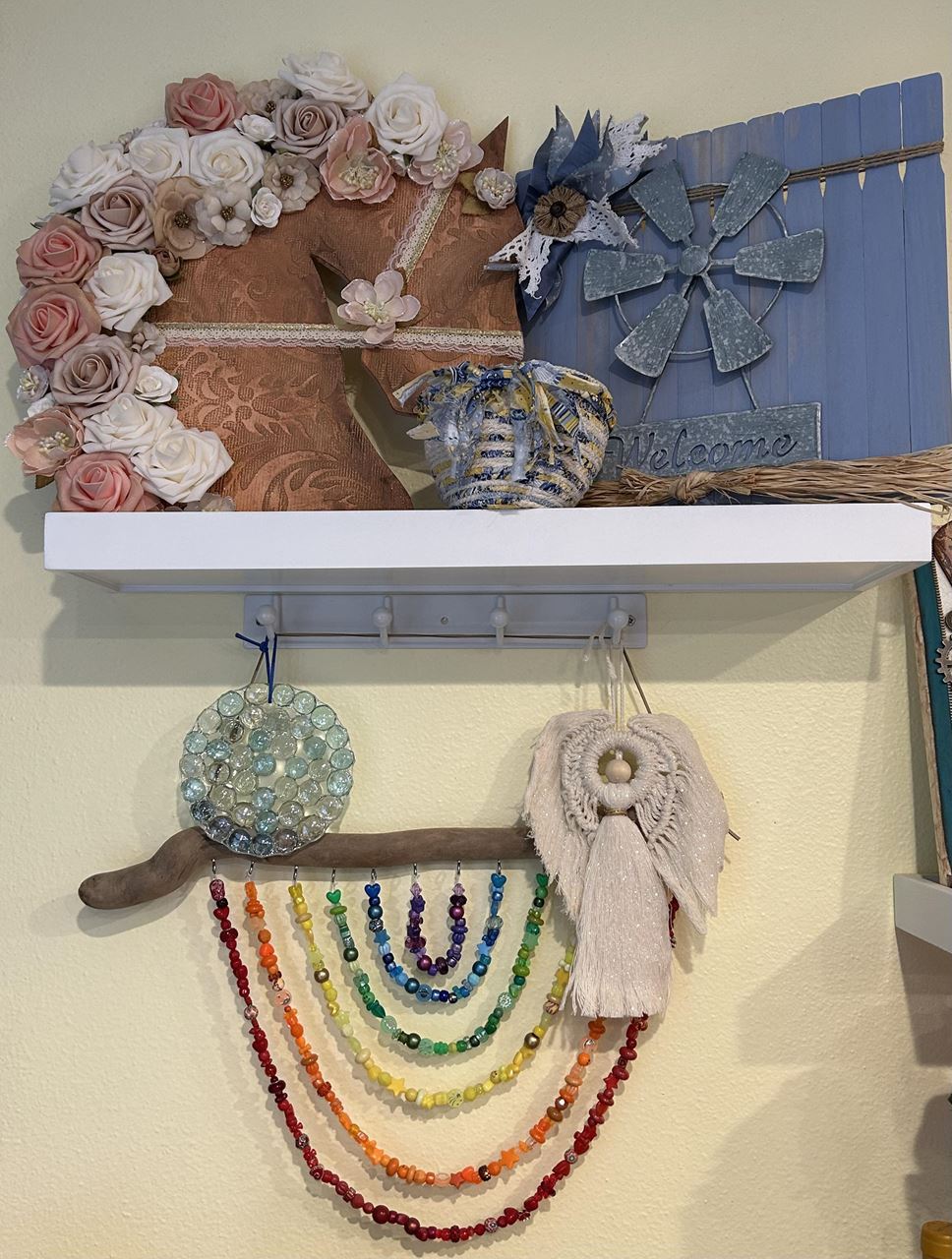 shelf with crafts